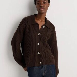 Quince Women’s Australian merino wool Collared Cardigan coffee Bean Brown Small